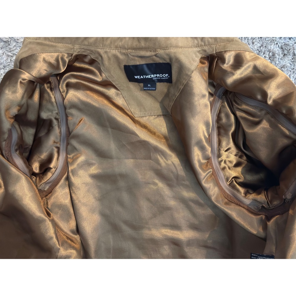 Weatherproof Tan Quilted Convertible Jacket Vest Faux Suede XL - Picture 4 of 5